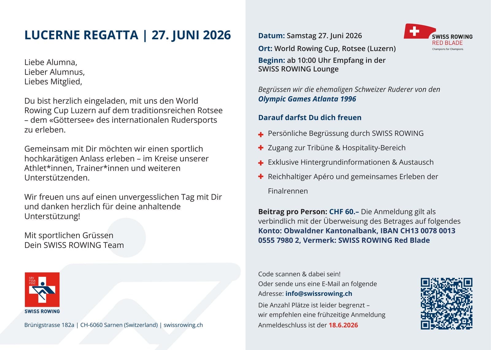 Invitation back: welcome letter, event details, programme and registration